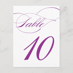Elegant Script Table Number Postcard   Purple