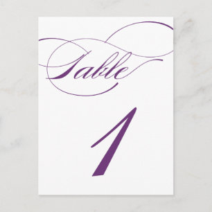 Elegant Script Table Number Postcard   Purple 520C