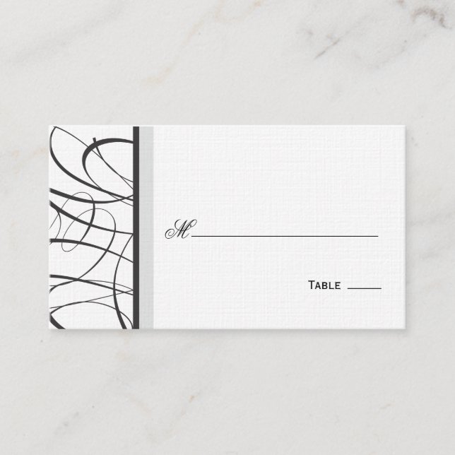 Elegant Script Table Seating/Place Card - Black (Front)