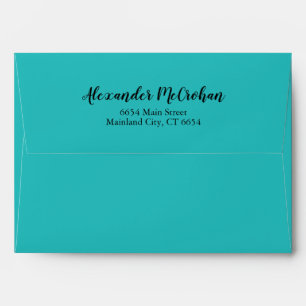 Elegant Script Teal Aqua Return Address Mailing Envelope