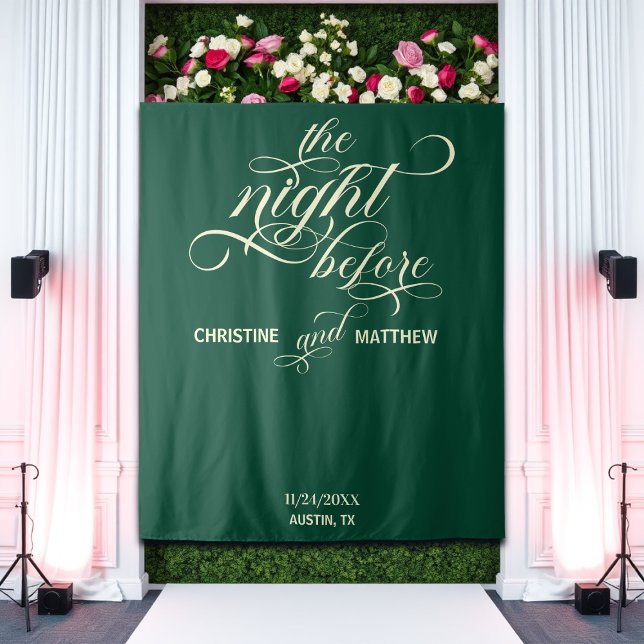 Elegant Script Teal The Night Before Backdrop Tapestry (Creator Uploaded)