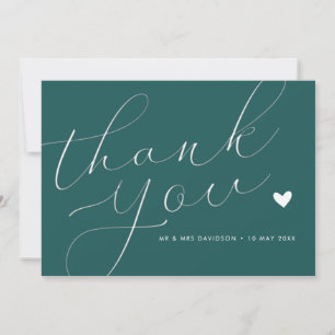 elegant script teal wedding thank you card