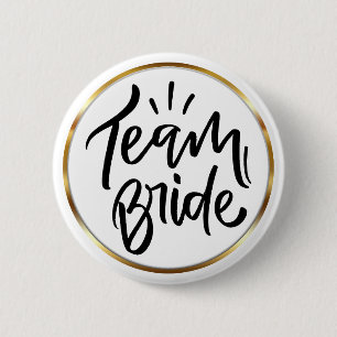 Elegant Script Team Bride Gold Frame 2 Inch Round Button