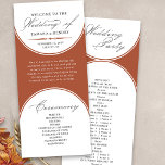 Elegant Script Terracotta Arch Wedding Program<br><div class="desc">Terracotta burnt orange wedding program with modern arches and elegant script calligraphy. Minimalist yet striking design in terracotta and white. Coordinating invitations, stationery and day of event decor can be found in my Wedding Colours collection. If you would like different colours or additional templates for matching products, please message me...</div>