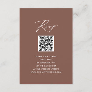 Elegant Script Terracotta Simple QR Wedding RSVP Enclosure Card