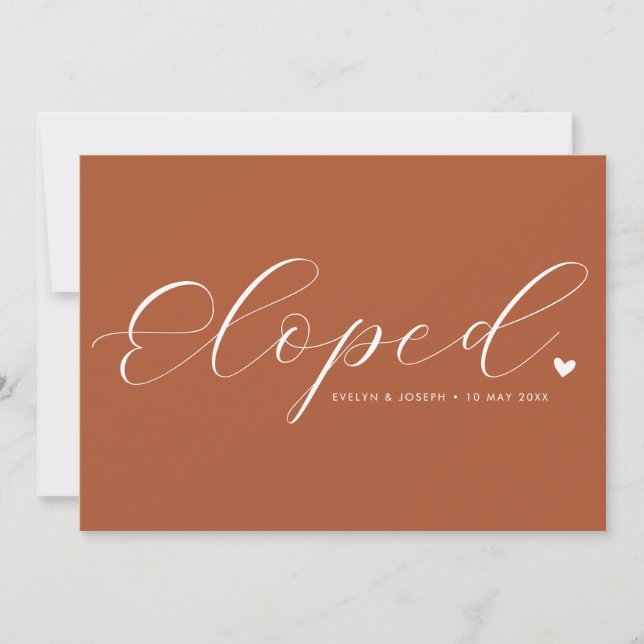 elegant script terracotta wedding announcement  (Front)