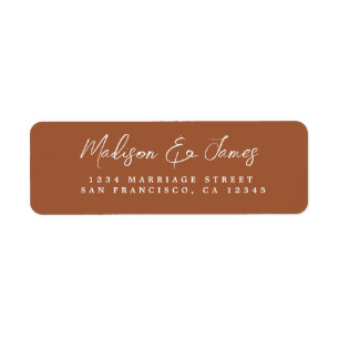 Elegant Script TerraCotta Wedding Return Address