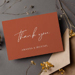 Elegant Script Terracotta Wedding Thank You Card<br><div class="desc">Simple and Modern Calligraphy Script Thank You Card in soft warm Terracotta to send out after your wedding. Customize it with your own names on the front and message on the back or delete the text on the back and add your handwritten note.</div>