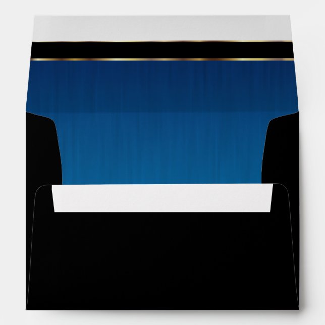 Elegant Script text on Blue Lined Envelope (Back (Bottom))