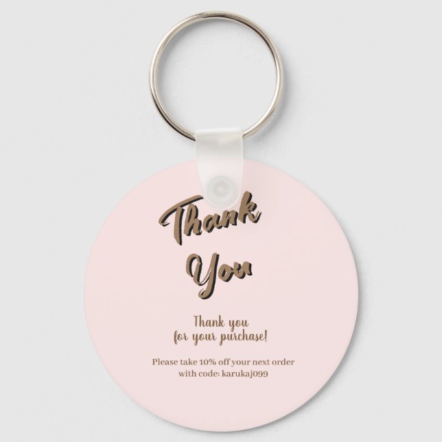 Elegant script  thank you blush pink gift card keychain (Front)