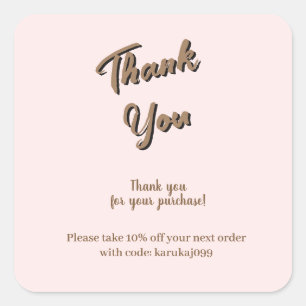 Elegant script  thank you blush pink gift card square sticker