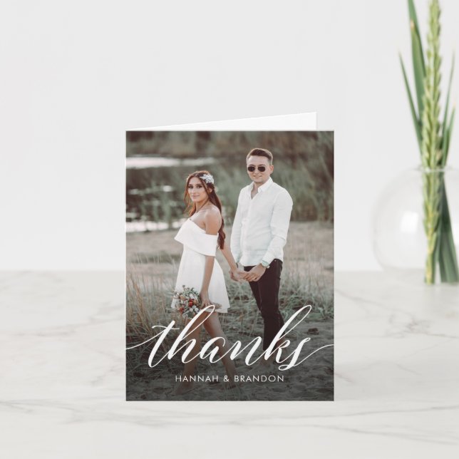 Elegant Script Thank You Card (Front)