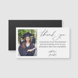 elegant script thank you graduation photo magnet