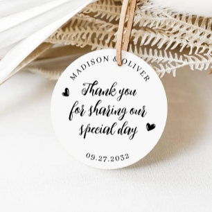 Elegant Script Thank You Message Wedding Favour Classic Round Sticker
