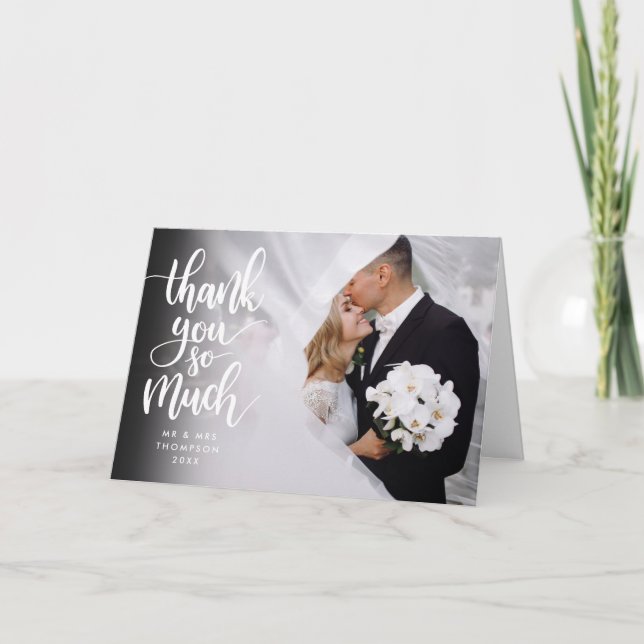 Elegant Script Thank You So Much Wedding Photo (Front)