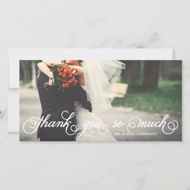 Elegant Script Thank You So Much Wedding Thank You Card (Front)
