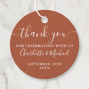 Elegant Script Thank You Terracotta Wedding Favour Tags