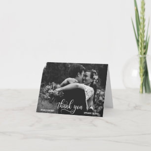 Elegant Script THANK YOU wedding note card PHOTO