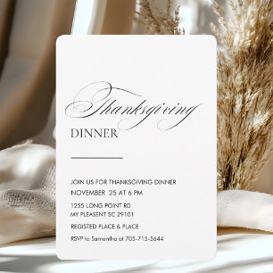 Elegant Script Thanksgiving Dinner  Invitation