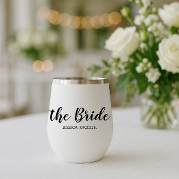 Elegant Script The Bride Personalized Wedding Wine