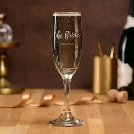Elegant Script The Bride Personalized Wedding Wine Champagne Flute