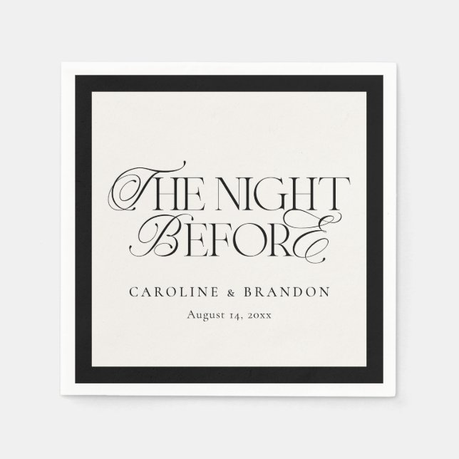 Elegant Script The Night Before Rehearsal Dinner Napkin (Front)