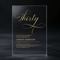 Elegant Script Thirty Black Gold 30th Birthday