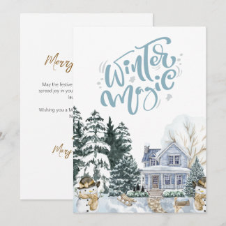 Elegant Script Tree Non Photo Watercolor Christmas Holiday Card