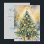 Elegant Script Tree Non Photo Watercolor Christmas Holiday Card<br><div class="desc">Celebrate the holiday season with our Elegant Script Tree Non-Photo Watercolor Christmas Holiday Card, an artful selection tailored for Zazzle connoisseurs. With its delicate watercolor tree centerpiece and graceful hand-scripted greetings, this card exudes sophistication and the warm essence of Christmas in every brush stroke. This non-photo card is a testament...</div>