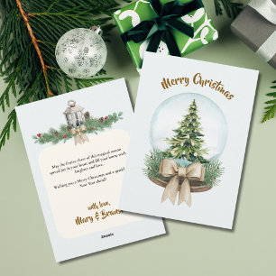 Elegant Script Tree Non Photo Watercolor Christmas Holiday Card