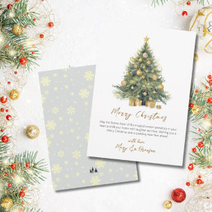 Elegant Script Tree Non Photo Watercolor Christmas Holiday Card