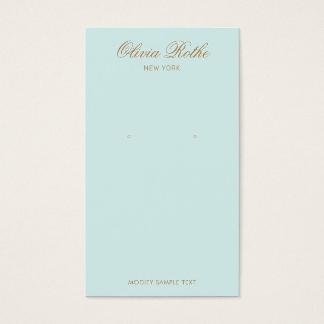 Elegant Script Turquoise Blue Earring Display (Front)