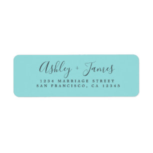 Élégant Script Turquoise Mariage Adresse de retour