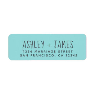 Elegant Script Turquoise Wedding Return Address