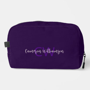 Elegant Script Type Initials & Name Deep Violet Dopp Kit