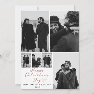 Elegant Script Typography Black & White Valentines Holiday Card