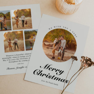 Elegant Script Typography Circular Photo Holiday Card
