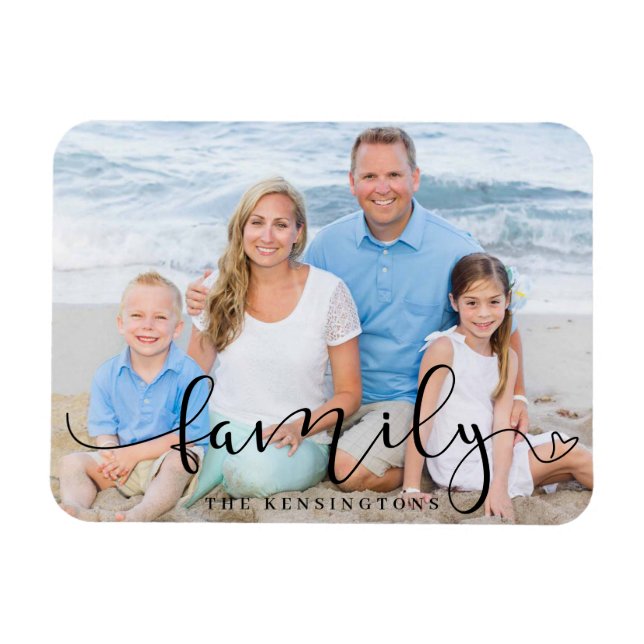 Elegant Script Typography Family Photo Magnet (Horizontal)