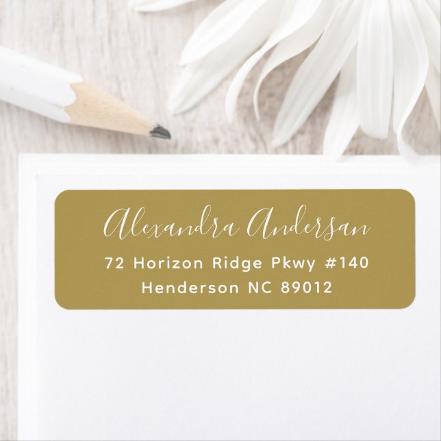 Elegant Script Typography Gold White Return Addres (Insitu)