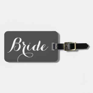 Elegant script typography luggage tag for bride
