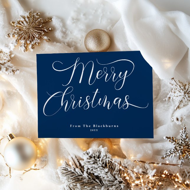 Elegant Script Typography Merry Christmas  Foil Holiday Card (Merry Christmas Text Silver Foil Holiday Card)