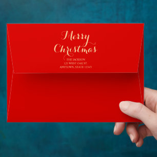 Elegant Script Typography Merry Christmas Red  Envelope