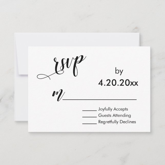 Elegant Script Typography, Minimal Wedding RSVP Card (Front)