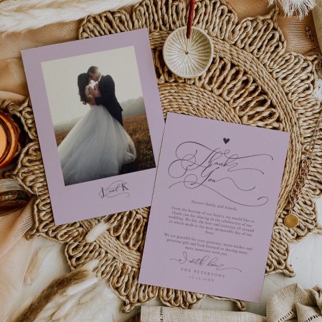 Elegant Script Typography Plum Wedding  Thank You Card (Creator Uploaded)