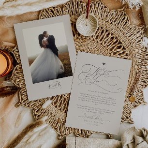 Elegant Script Typography Sand Wedding Thank You Card