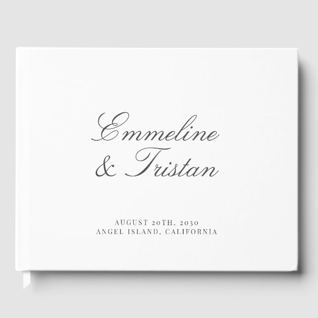 Elegant Script Typography Wedding Guest Book (Front)