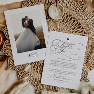 Elegant Script Typography Wedding Thank You Card