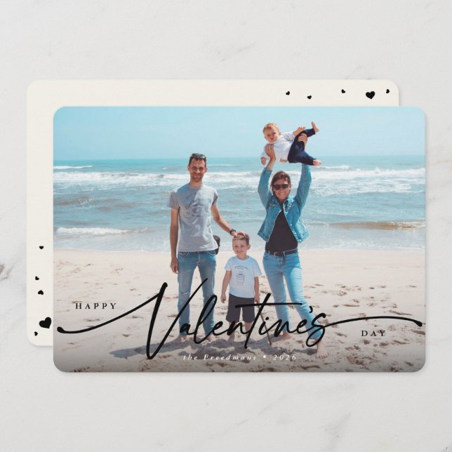 Elegant Script Valentines Day Flat Photo Card (Front/Back)