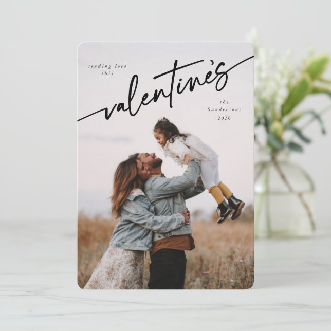 Elegant Script Valentine's Day Flat Photo Card  (Standing Front)
