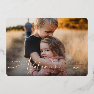 Élégant Script Valentines Jour Carte photo huile